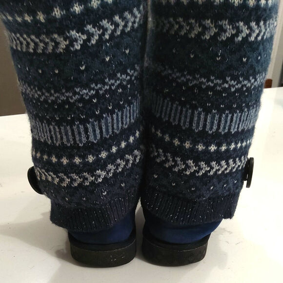 $Muk luk blue Nordic boot native tribal sweater midcalf button cozy womens sz 8 - Picture 4 of 7